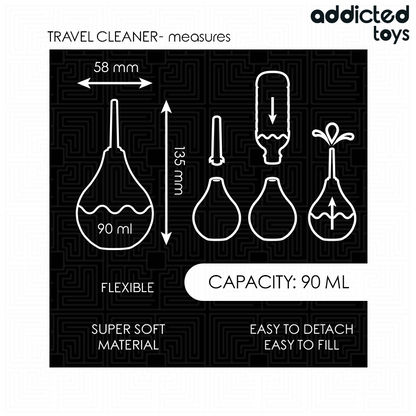 Addicted Toys Limpador Anal de Viagem Compacto 90ml para higiene íntima.
