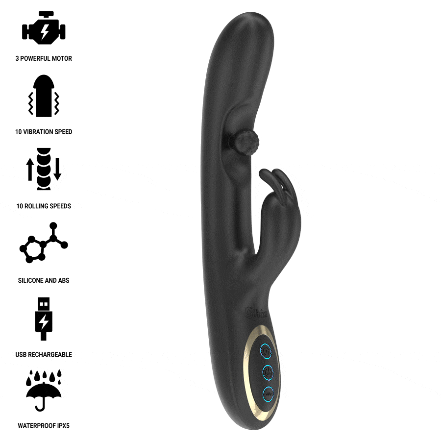 IBIZA Vibrador Rabbit com Pérola Rolante Massageadora para estimulação dupla e prazer intenso.