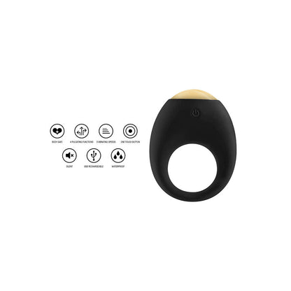 Detalhe do Anel Peniano Vibratório TOYJOY Eclipse Light com luz LED ativada