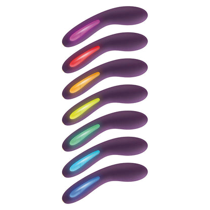 Vibrador Luminate Ponto G roxo da TOYJOY com luz LED e textura de silicone.