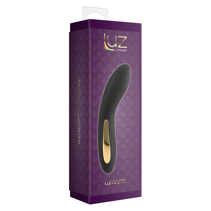 Close-up do Vibrador TOYJOY Luminate Ponto G com Luz LED Multicor, mostrando seu design elegante e silicone suave.