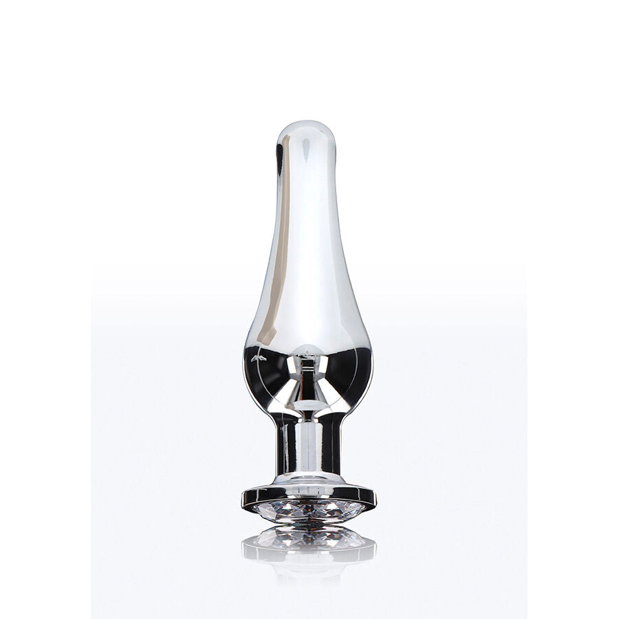 Imagem do TOYJOY Plug Anal Pequeno Diamond Bum Bijou Alumínio com detalhe de joia prateada.