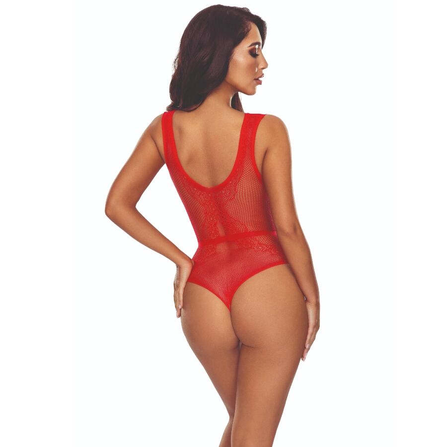 PASIÓN - BS115 BODYSTOCKING CUADRÍCULA ROJO