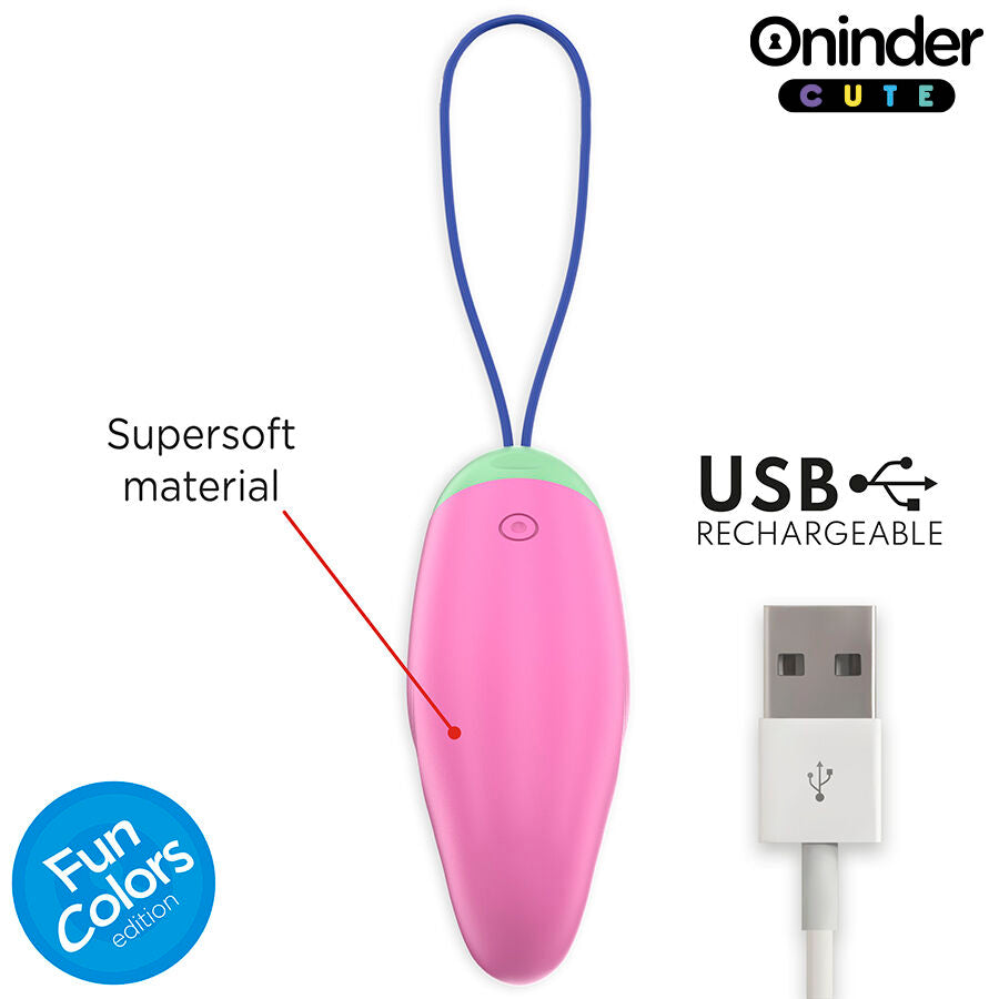 Ovo vibratório ONINDER CUTE com vibração 360 e controlo por aplicação, em silicone macio