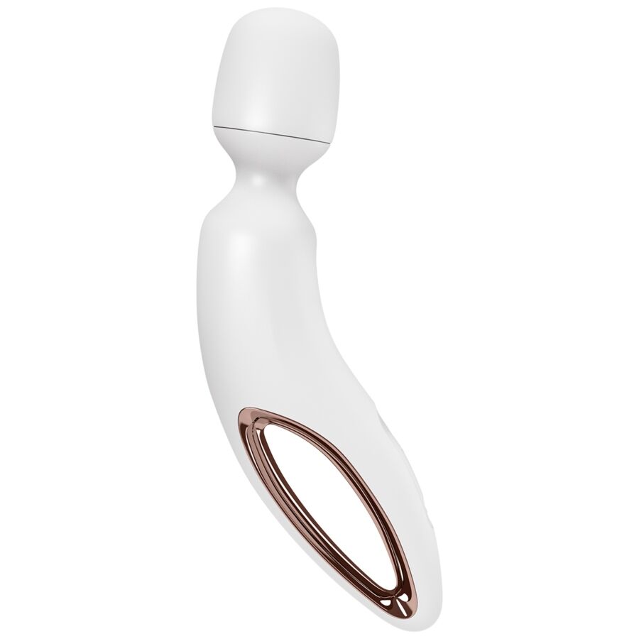 Satisfyer Wand-erland Massageador Vibratório Branco, detalhe do silicone macio e design ergonómico