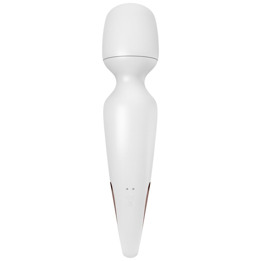 Satisfyer Wand-erland Massageador Vibratório Branco, detalhe do silicone macio e design ergonómico
