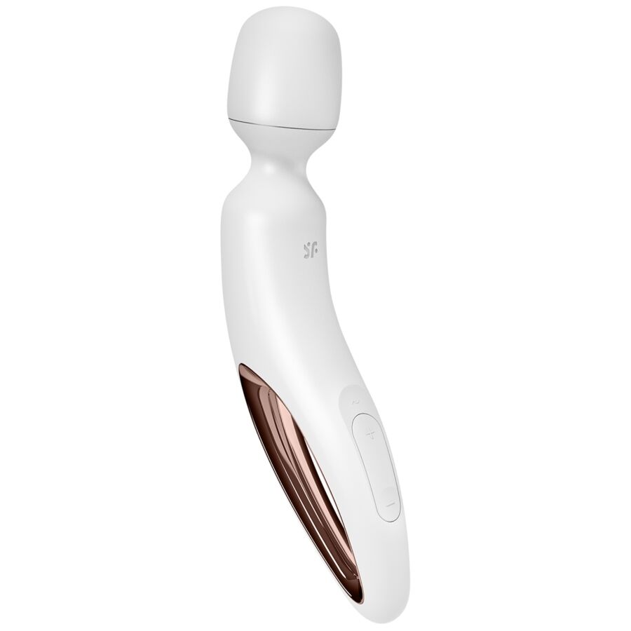 Satisfyer Wand-erland Massageador Vibratório Branco, detalhe do silicone macio e design ergonómico