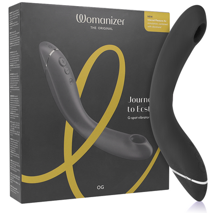 Womanizer OG G-Spot Vibrador na cor slate, destacando seu design ergonômico e a cabeça de estimulação