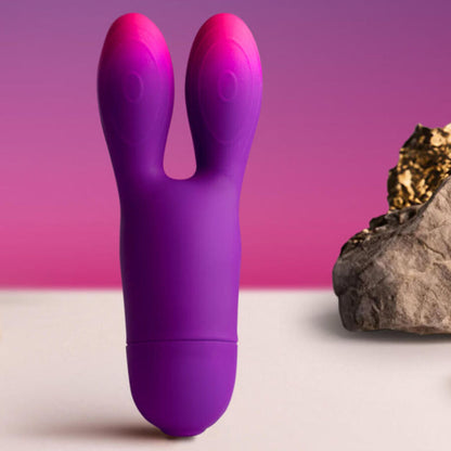 ROCKS-OFF Vibrador Flexível Glo-Girl Bunny Roxo com orelhas vibratórias para estimulação precisa.