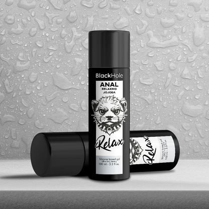 BLACK HOLE Relaxante Anal Jojoba Base de Silicone 100 ML, para conforto e prazer anal.