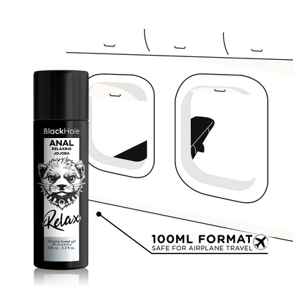 BLACK HOLE Relaxante Anal Jojoba Base de Silicone 100 ML, para conforto e prazer anal.