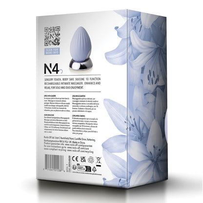 Rocks-Off Niya N4 Massageador Íntimo de Estimulação Externa em silicone, formato ergonômico, vista detalhada.