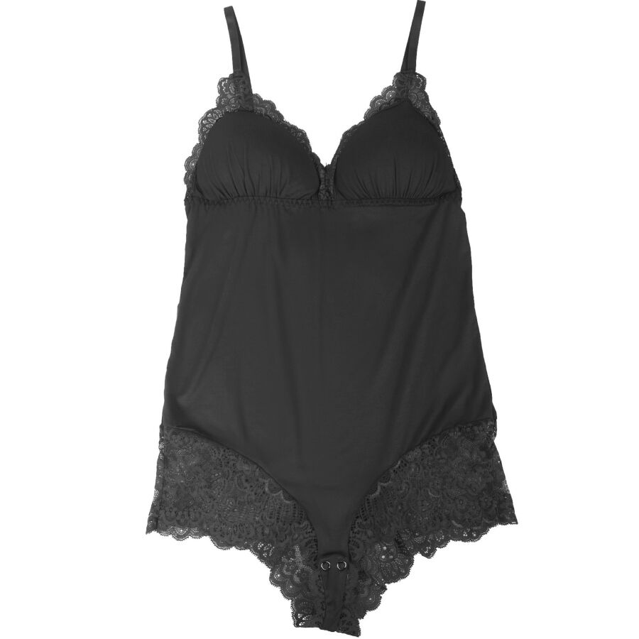 Teddy Lingerie SUBBLIME Preto Floral com Renda S/M, exibindo detalhes da renda e tecido.