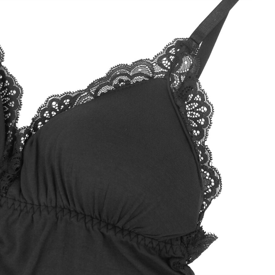Teddy Lingerie SUBBLIME Preto Floral com Renda S/M, exibindo detalhes da renda e tecido.