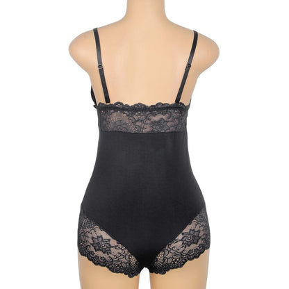 Teddy Lingerie SUBBLIME Preto Floral com Renda S/M, exibindo detalhes da renda e tecido.