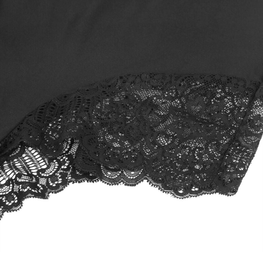 Teddy Lingerie SUBBLIME Preto Floral com Renda S/M, exibindo detalhes da renda e tecido.