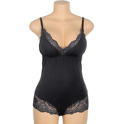 Teddy SUBBLIME preto de renda floral, tamanho L/XL.