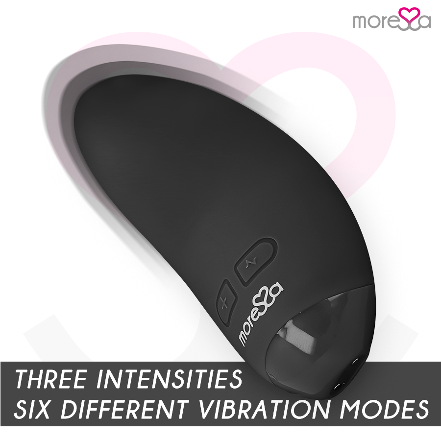 Vibrador MORESSA Blossom preto, mini massageador de silicone recarregável com múltiplas vibrações.