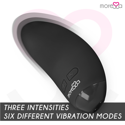 Vibrador MORESSA Blossom preto, mini massageador de silicone recarregável com múltiplas vibrações.
