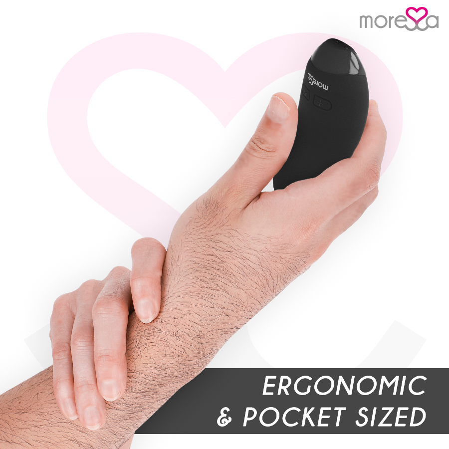 Vibrador MORESSA Blossom preto, mini massageador de silicone recarregável com múltiplas vibrações.