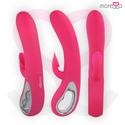 Vibrador MORESSA Dustin de silicone premium com sucção clitoriana e vibração dupla, design ergonómico e recarregável.