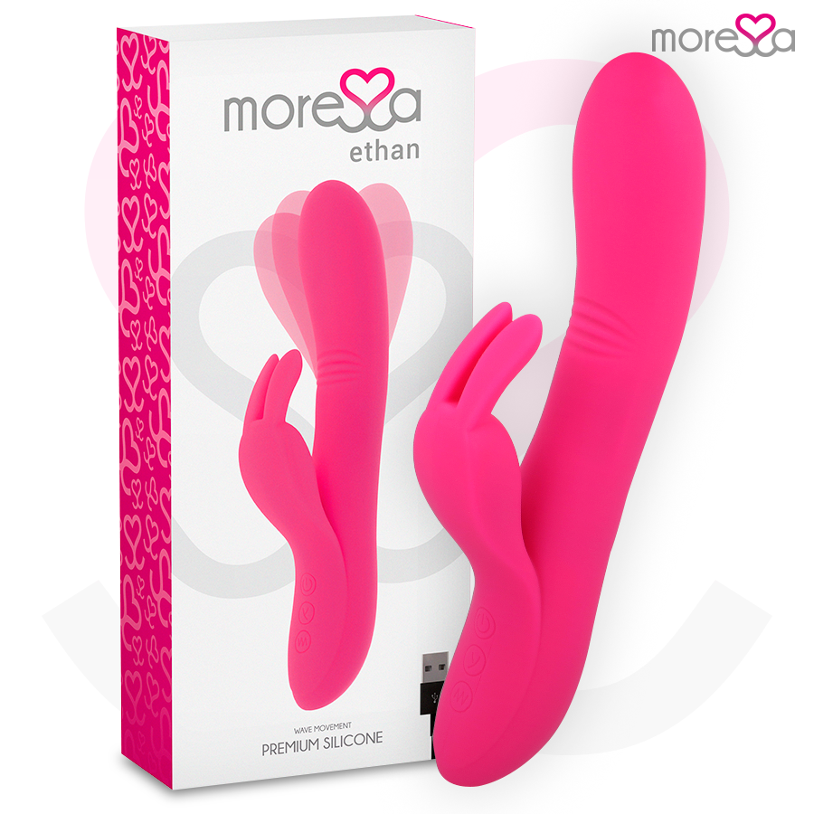 Close-up do Vibrador MORESSA Ethan de Silicone Premium com movimento ondulante.