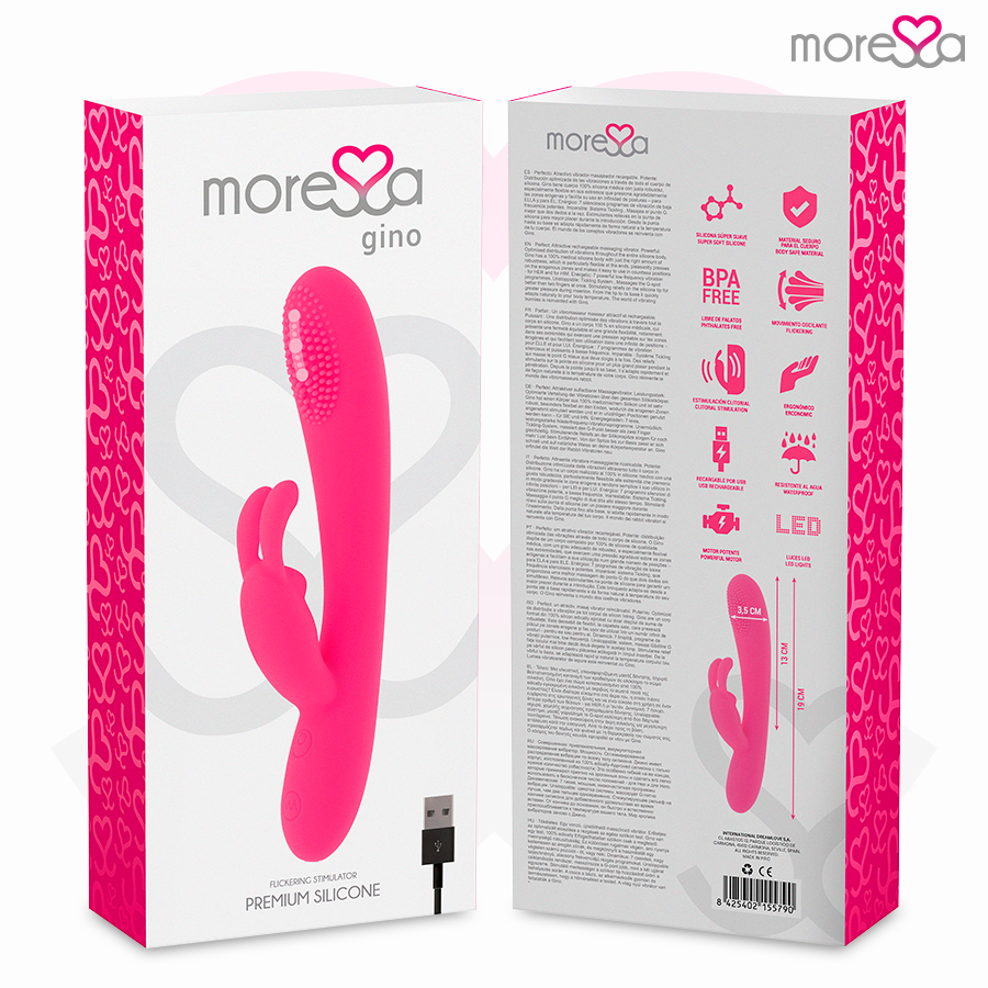 Close-up do vibrador massageador MORESSA Gino de silicone premium recarregável