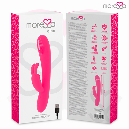 Close-up do vibrador massageador MORESSA Gino de silicone premium recarregável