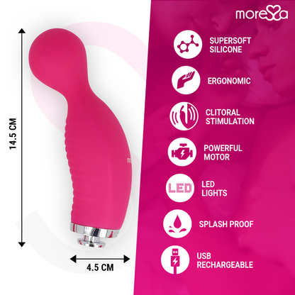 Close-up do vibrador MORESSA Kirk Duo Sucção e Massagem com detalhes em silicone e controle.