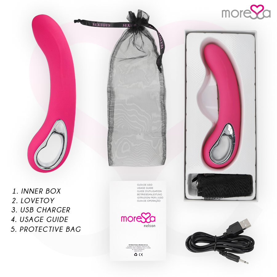 Vibrador Nelson MoreSSA de silicone premium recarregável para estimulação do ponto G.