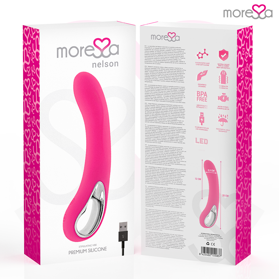 Vibrador Nelson MoreSSA de silicone premium recarregável para estimulação do ponto G.