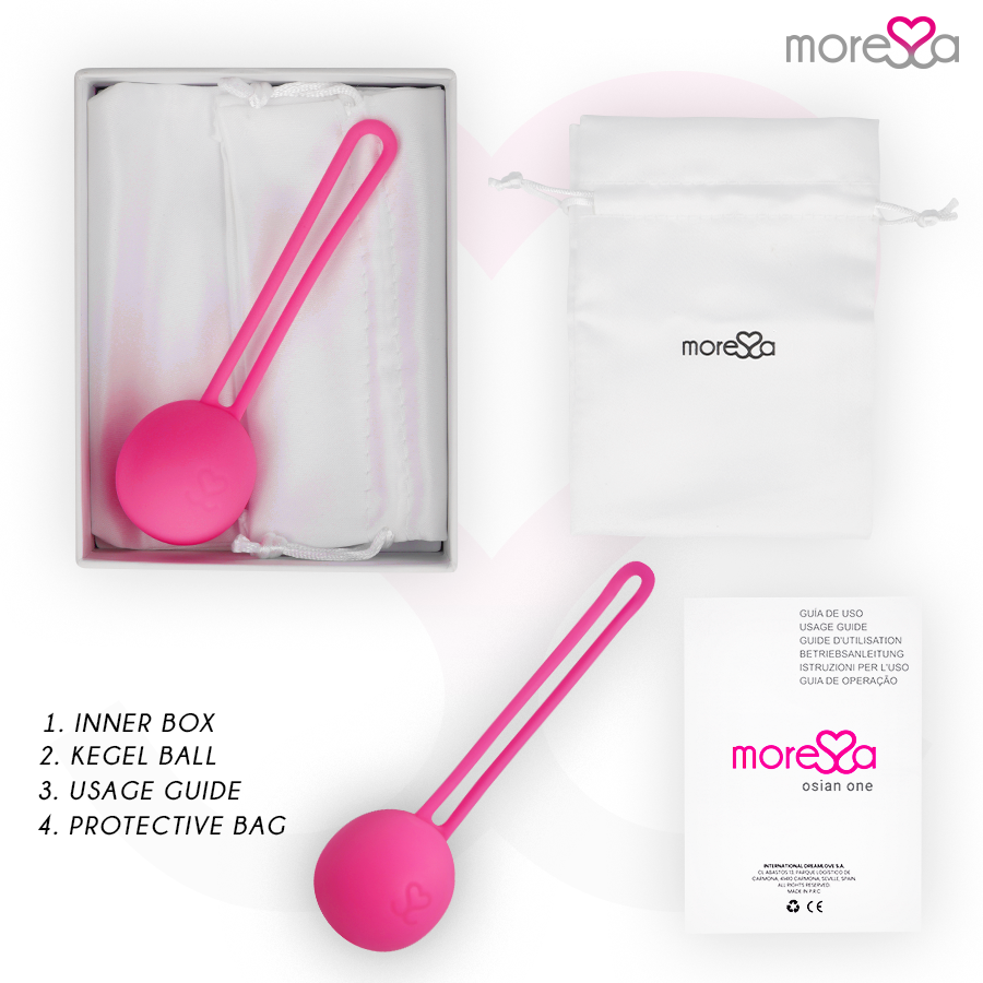 Bolas Chinesas MORESSA Osian One em silicone premium, cor rosa para treino do assoalho pélvico