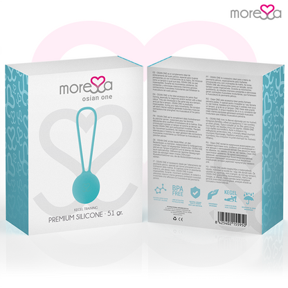 Bolas Vaginais MORESSA OSIAN ONE de silicone premium na cor turquesa, para treino do assoalho pélvico e bem-estar íntimo.