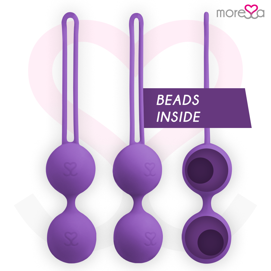 Detalhe das Bolas Vaginais MORESSA OSIAN Três em silicone premium para treino do assoalho pélvico.