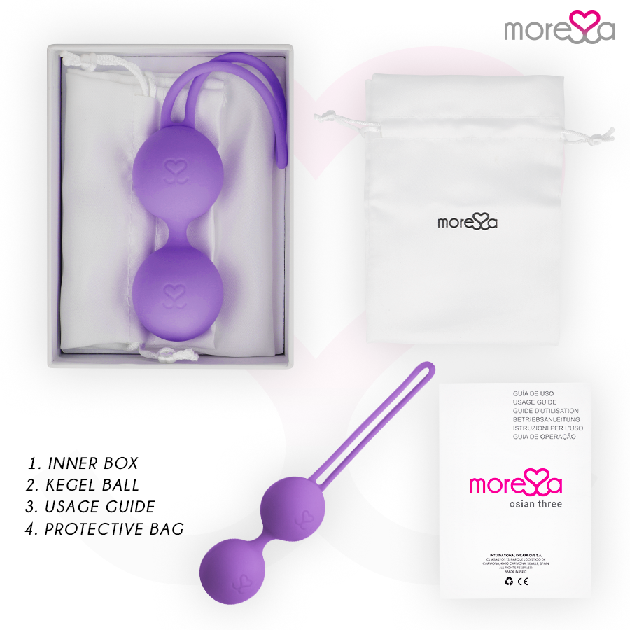 Detalhe das Bolas Vaginais MORESSA OSIAN Três em silicone premium para treino do assoalho pélvico.