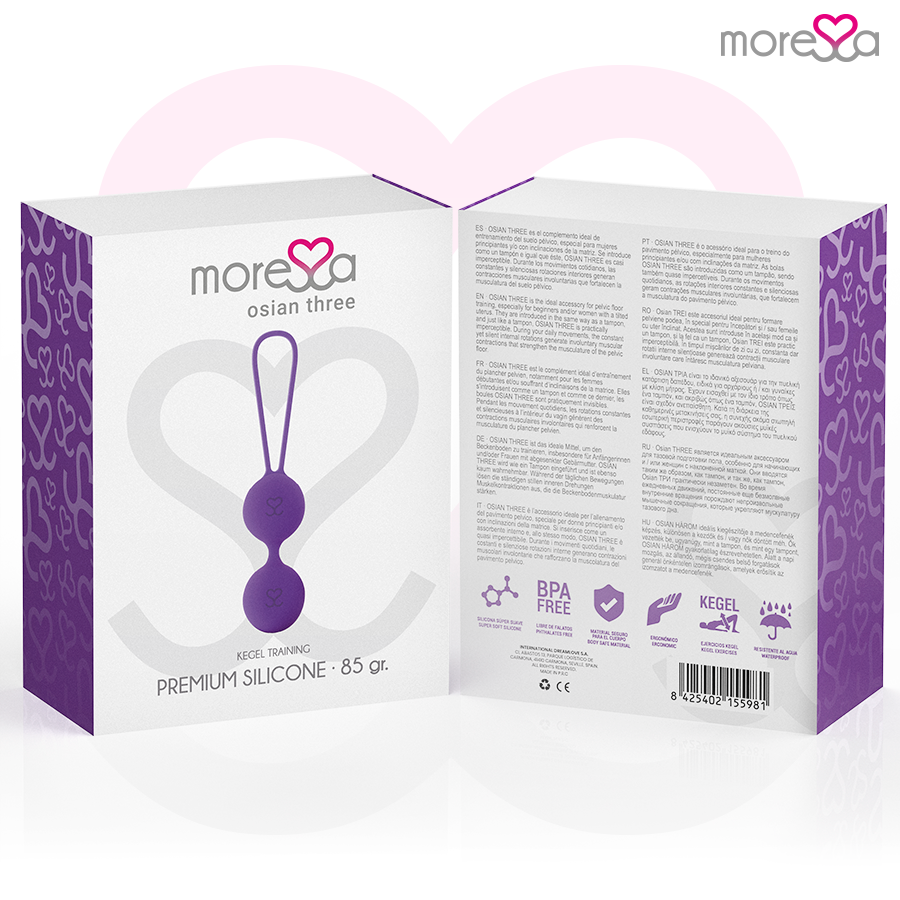 Detalhe das Bolas Vaginais MORESSA OSIAN Três em silicone premium para treino do assoalho pélvico.