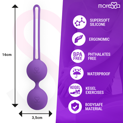 Bolas vaginais MORESSA Osian Two de silicone premium lilás para treino do assoalho pélvico.
