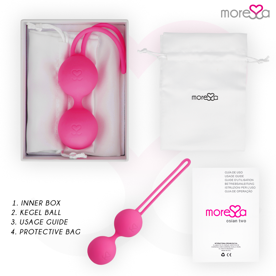 MORESSA Bolas Chinas de Silicone Osian Two Premium Rosa para treino do assoalho pélvico.
