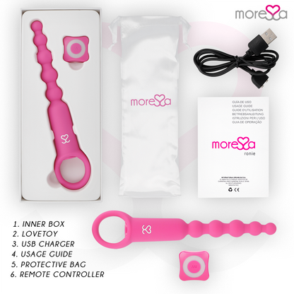 Close-up of the MORESSA Vibrador Anal Ronie com Controle Remoto Rosa showing its elegant design and features.