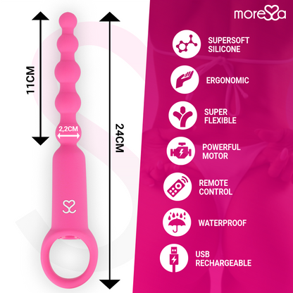 Close-up of the MORESSA Vibrador Anal Ronie com Controle Remoto Rosa showing its elegant design and features.