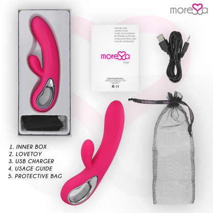 Vibrador MORESSA Troy Premium de silicone recarregável para estimulação dupla.