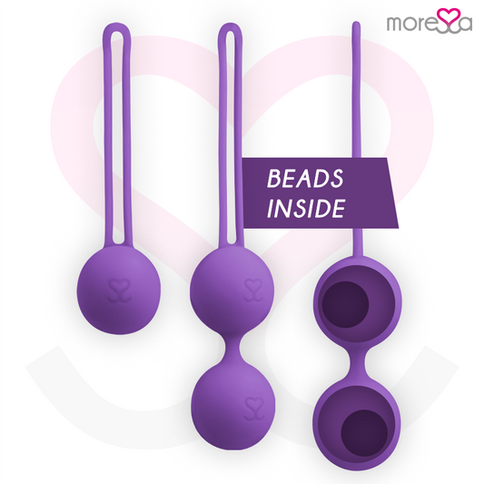 Close-up do Conjunto Bolas Vaginais MORESSA OSIAN Premium Silicone, exibindo seu design elegante e textura suave.