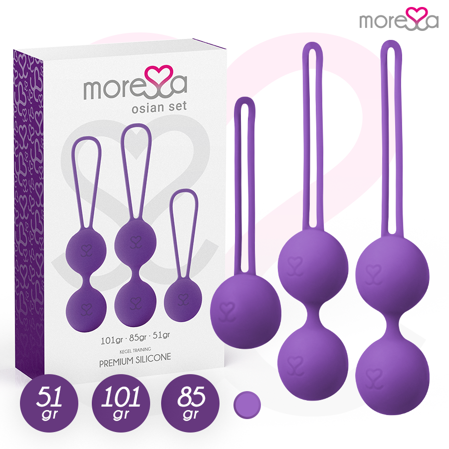 Close-up do Conjunto Bolas Vaginais MORESSA OSIAN Premium Silicone, exibindo seu design elegante e textura suave.