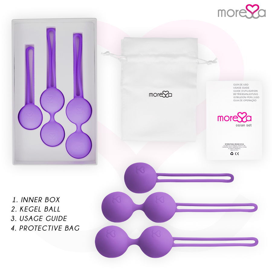 Close-up do Conjunto Bolas Vaginais MORESSA OSIAN Premium Silicone, exibindo seu design elegante e textura suave.