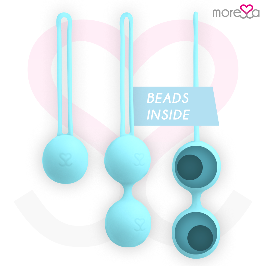 Moressa Conjunto Bolas Vaginais Osian Silicone Premium Turquesa para fortalecimento do assoalho pélvico.