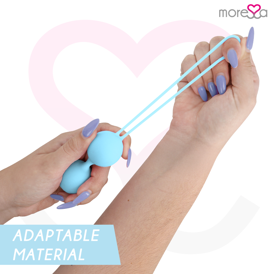 Moressa Conjunto Bolas Vaginais Osian Silicone Premium Turquesa para fortalecimento do assoalho pélvico.