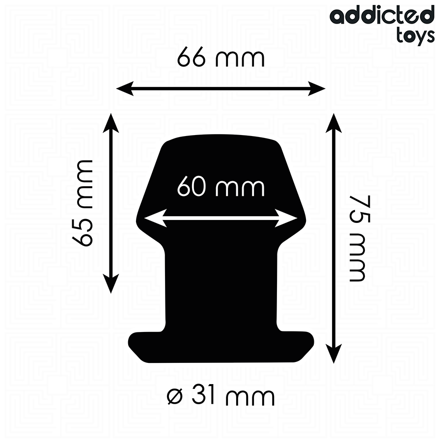 Close-up do ADDICTED TOYS Plug Anal Oco Extremo S, mostrando seu design inovador em silicone macio e oco.
