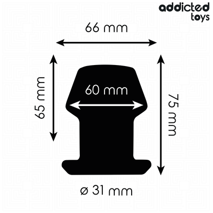 Close-up do ADDICTED TOYS Plug Anal Oco Extremo S, mostrando seu design inovador em silicone macio e oco.