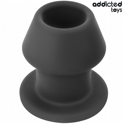 Close-up do ADDICTED TOYS Plug Anal Oco Extremo S, mostrando seu design inovador em silicone macio e oco.
