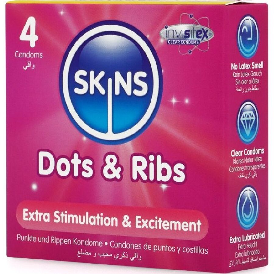 Preservativos Dots & Ribs Premium Paquete 4